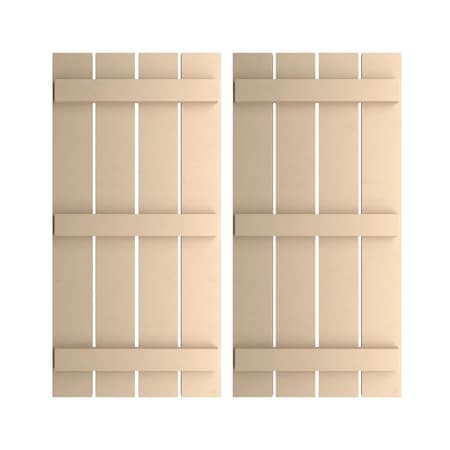 Rustic Four Board Spaced Board-n-Batten Smooth Faux Wood Shutters, 23 1/2W X 88H